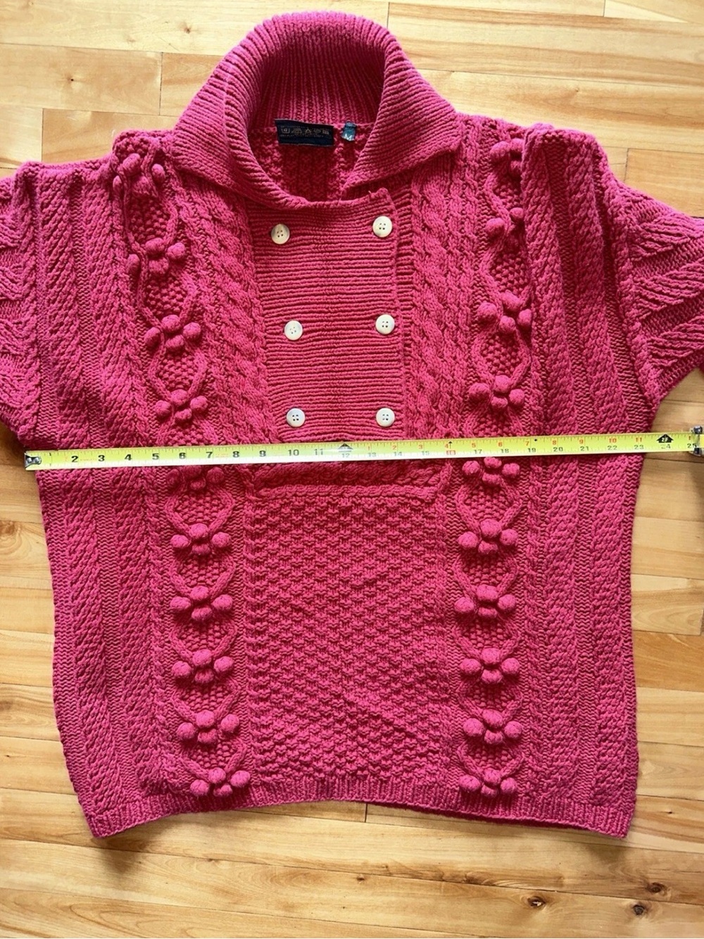 Vintage Gaeltarra Ireland Red Cotton Cable Knit Sweater Medium Irish Chunky - Picture 7 of 11